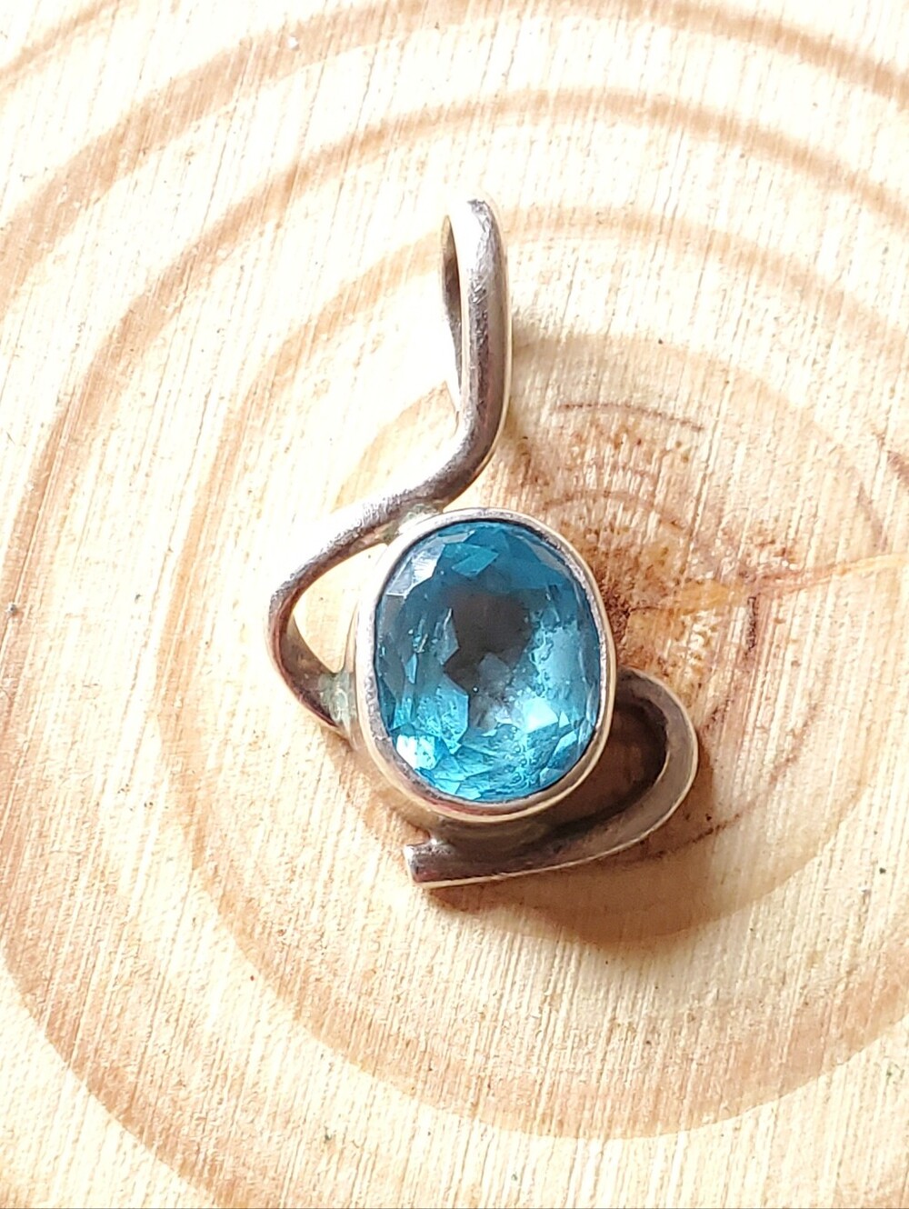 Vtg./Antique Blue Topaz Sterling Silver Pendant